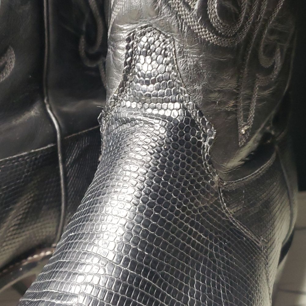 Justin 'Teju Lizard' Cowboy Boots Style J 90250 in Black - Men's 10.5 EE - Picture 11 of 16